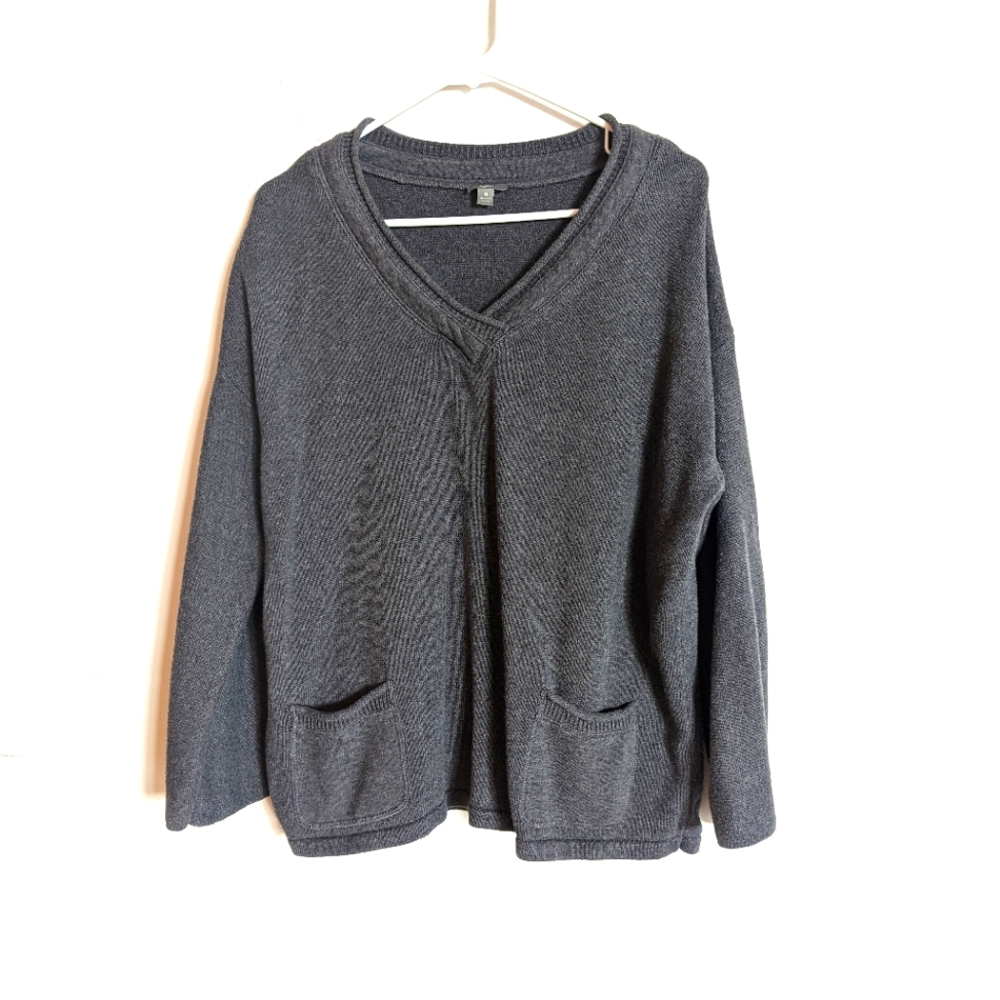 J. Jill Oversized Charcoal V-Neck Sweater
